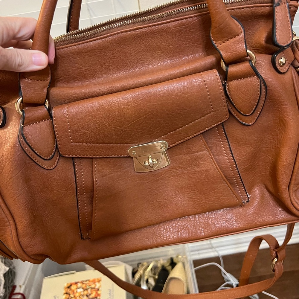 Urban Expressions Tan Satchel Bag with Structured Design